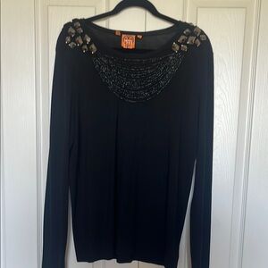 Tory Burch Embellished Black Top